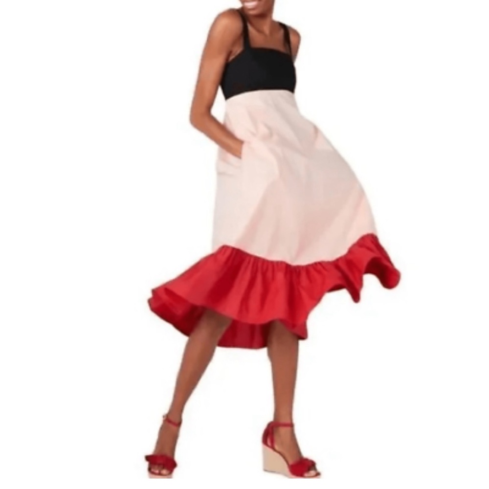 EUC Women M Kate Spade New York Colorblock Al Fresco Midi Dress Pink Sunlit